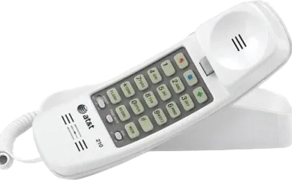 AT&T 210 Corded Trimline Telephone, Illuminated Keypad, White (ATT210WH)